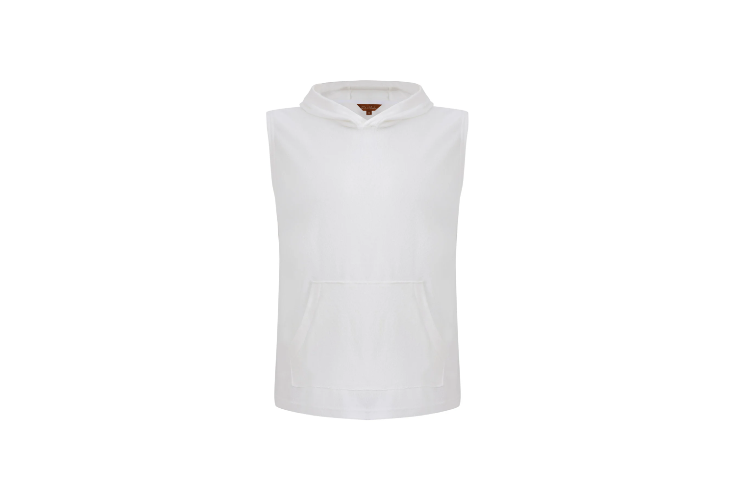 White Sleeveless Towel Hoodie
