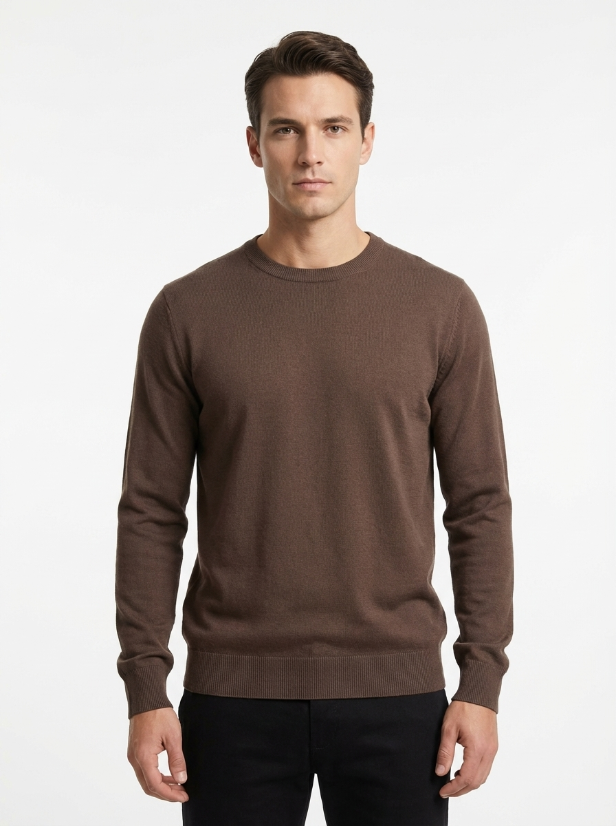 W25 Wool Circle Neck Long Sleeve BROWN