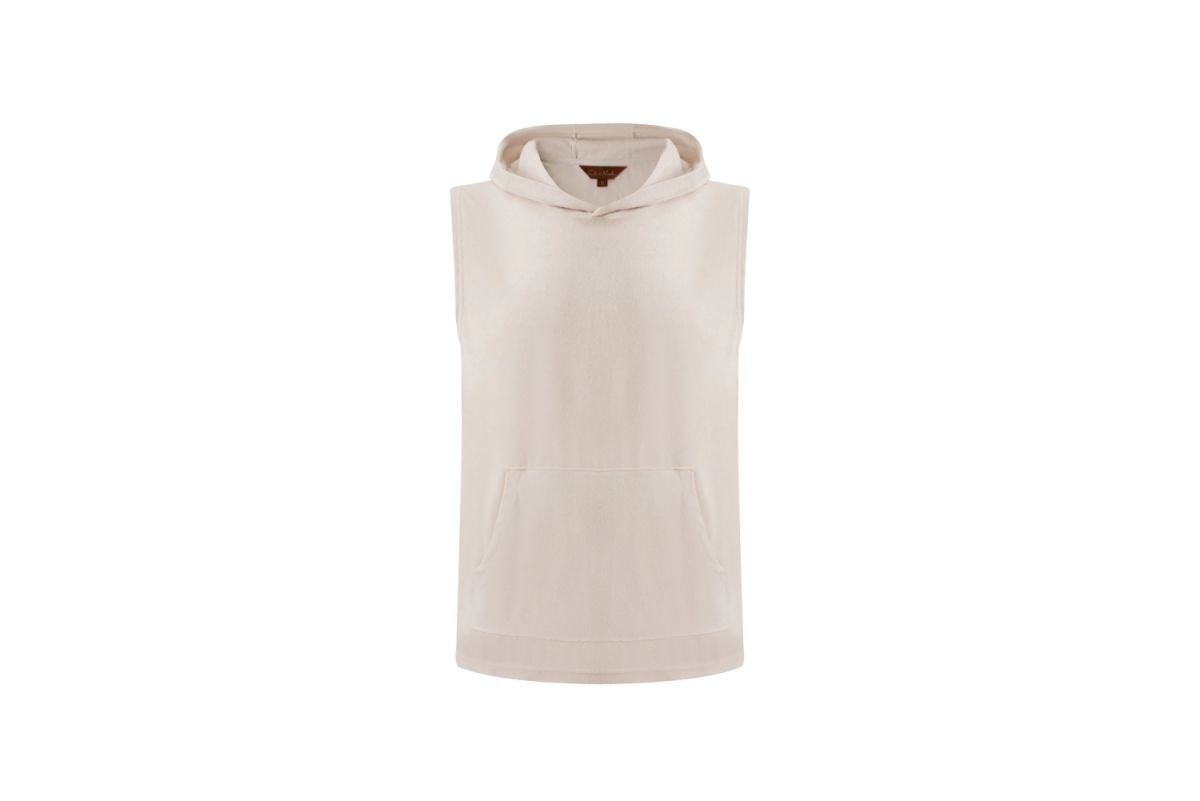 Sleeveless Towel Hoodie – Beige