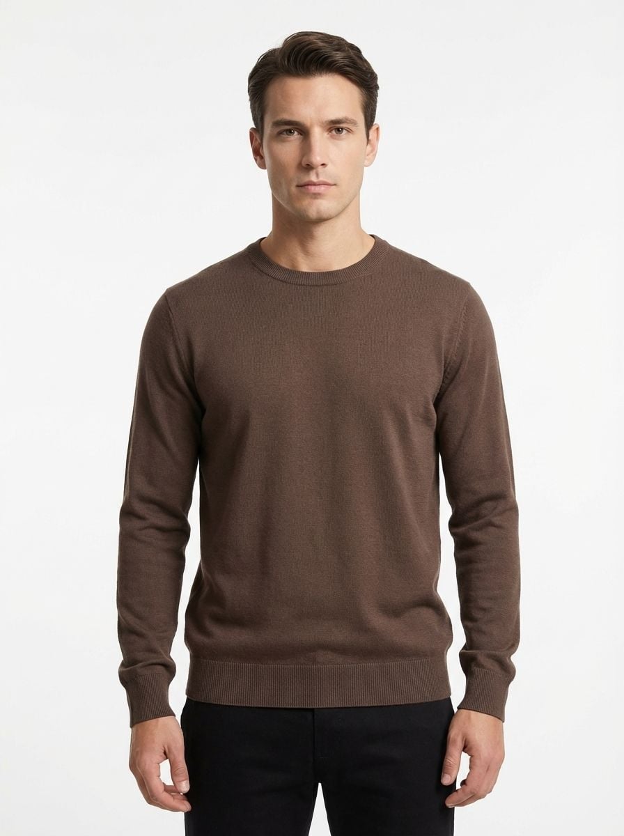 W25 Wool Circle Neck Long Sleeve BROWN