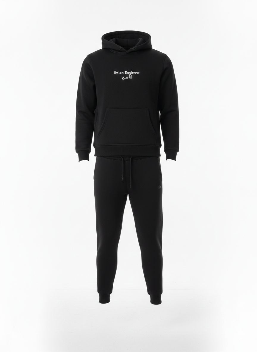 I’m an Engineer (أنا صح) Black Essential Tracksuit Set