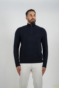 Wool Pullover Zipper-  Black